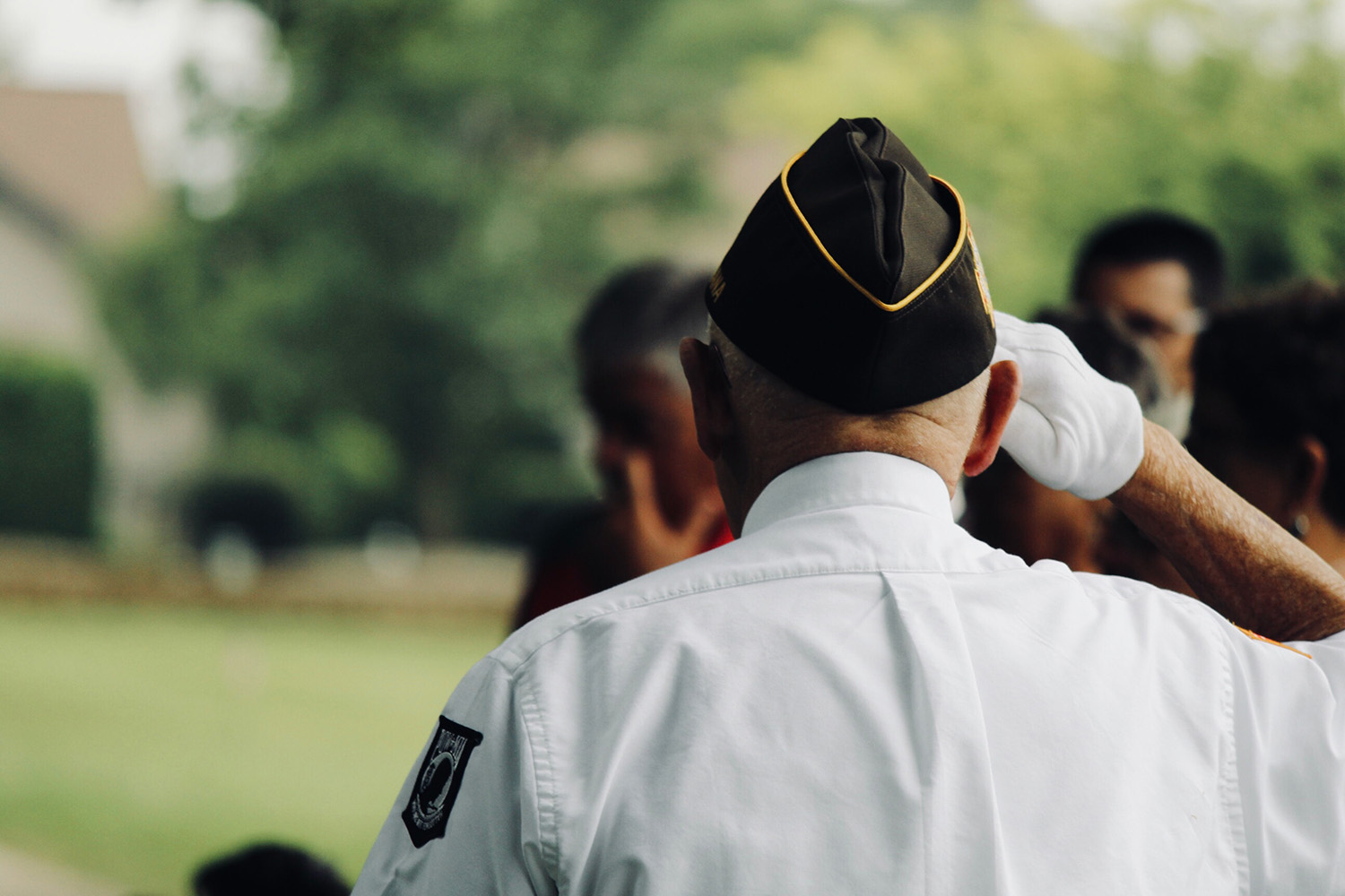 A Staten Island veteran saluting the American flag