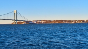 The Verrazzano Bridge in Staten Island, a prominent local landmark symbolizing connection and community support