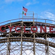 Cyclone roller coaster in Brooklyn, showcasing local attractions while donating a car