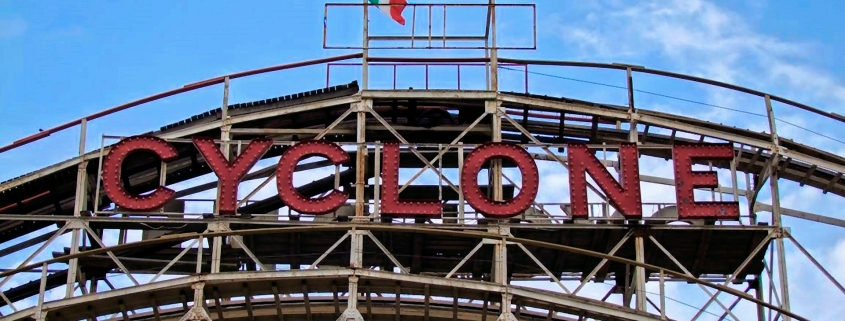 Cyclone roller coaster in Brooklyn, showcasing local attractions while donating a car